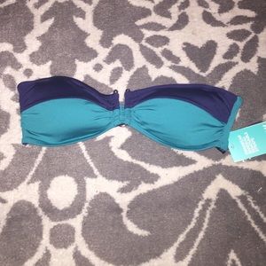 H&M Navy blue/ Turquoise bandeau bikini top
