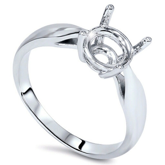 **SOLD** 14k Wht Gold Semi-Mount Solitaire Setting - Picture 2 of 4