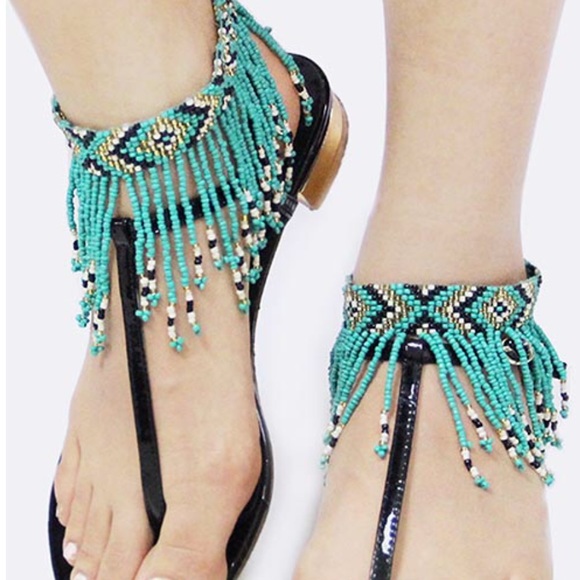 Bohemian Seed Bead Fringe Anklet Set. Price firm. - Picture 4 of 4