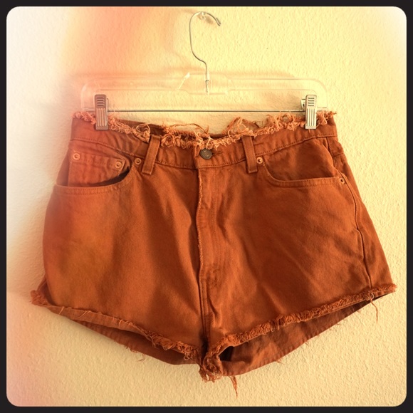 UO High-Waisted Rustic Orange Denim Shorts
