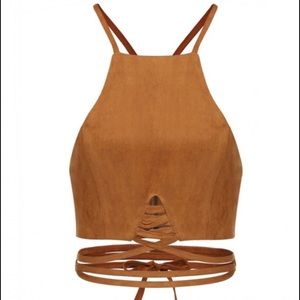 Suede Halter Crop Top