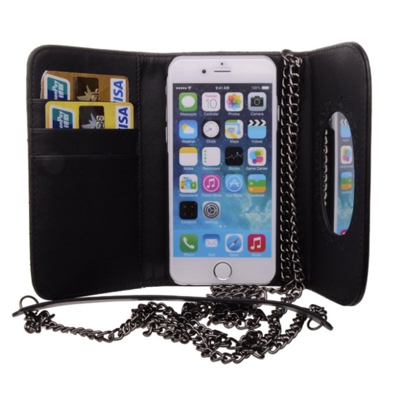 Iphone 6/6s case black leather with long chain - Picture 2 of 4