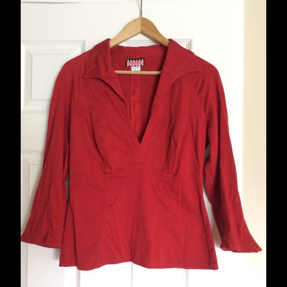 Pinup Couture Lauren Top in red sateen.