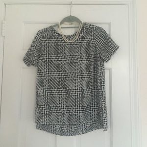 Forever 21 Boxy Short Sleeve Houndstooth Blouse XS