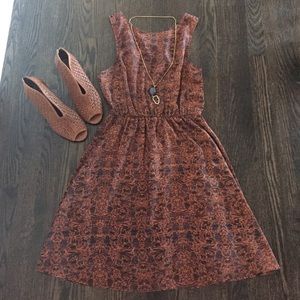 Brown and purple patterned dress