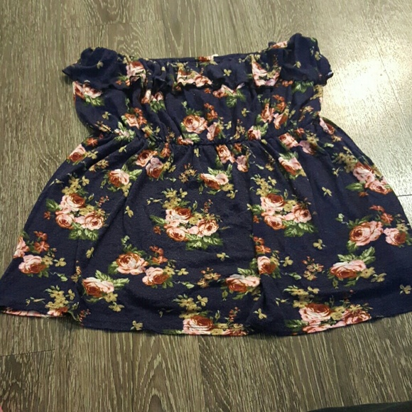 Floral navy tube top