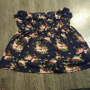 Floral navy tube top