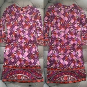 Tory Burch XS silk jersey print purple coral dress