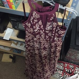 Doe & Rae wine colored floral maxi dress