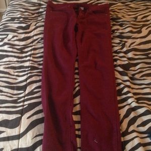 maroon jeans