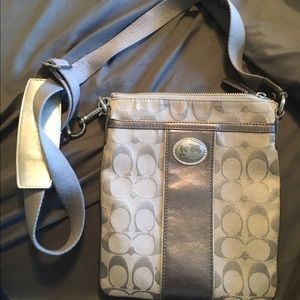 Silver grey coach purse
