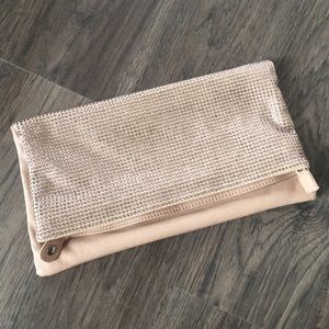 BCBGeneration Blush Rhinestone Foldover Clutch