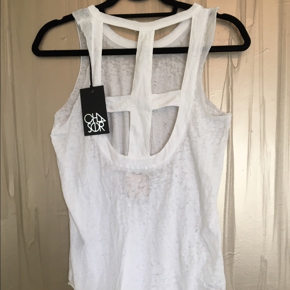 Chaser Crossback Muscle Tank in White - Picture 2 of 3