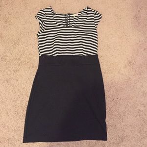 Black and white fitted dress
