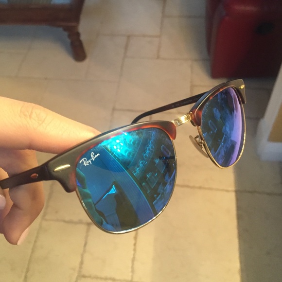 Clubmaster ray-bans blue mirror