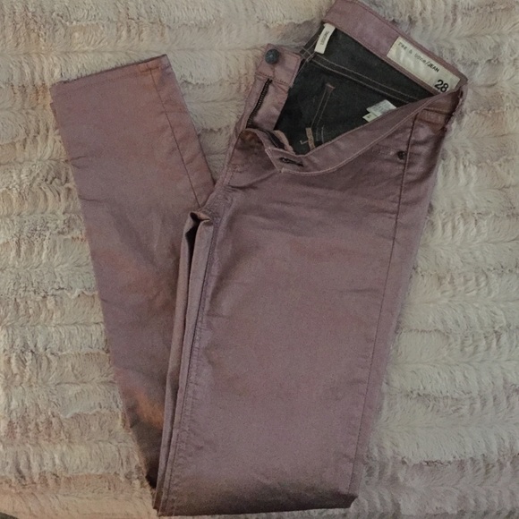 Rag and Bone metallic rose gold leggings 28