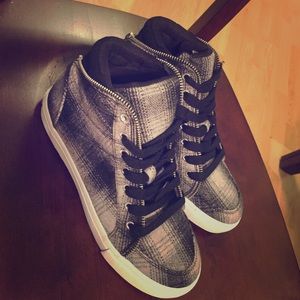 High top plaid sneakers