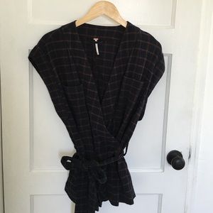 Free People Plaid Kimono Wrap Top