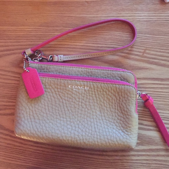 Tan Coach wristlet