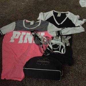 2 shirt makeup bag and headbands