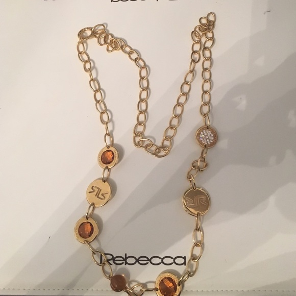 18 inch Rebecca necklace. Amber, diamonds, gold.