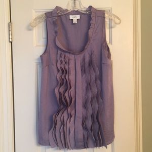 Silky muted lavender ruffle top, Loft