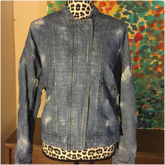 โSOLDโ Free People Destroyed Denim Jean Jacket - Picture 3 of 4