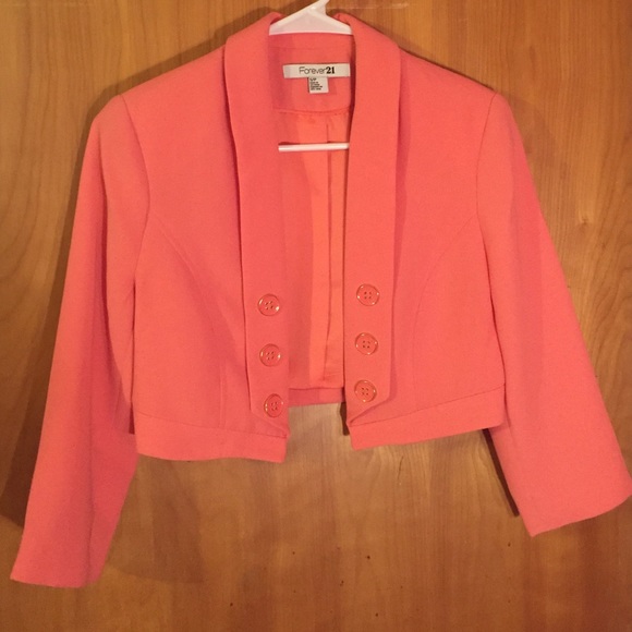 Coral cropped blazer