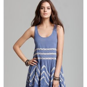 Voile and lace trapeze slip dress