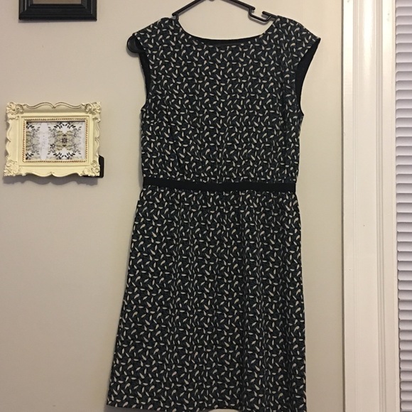 Ann Taylor loft dark green print belted dress