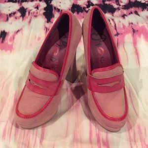 SEXY PINK HIGH HEELS, PENNY LOAFER STYLE