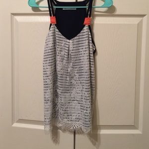 Chiffon/lace front tank