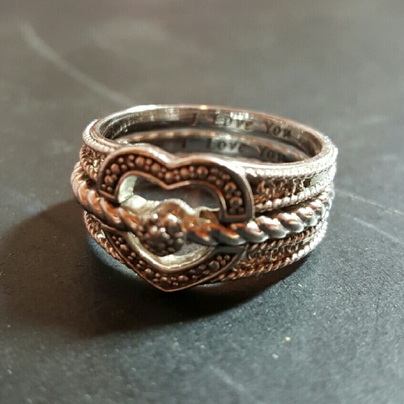 Heart ring 3 piece magnetic sterling silver 11