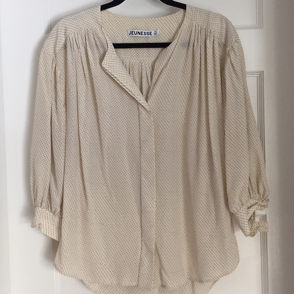Jeunesse: 100% silk dot blouse