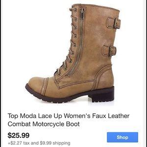 Top Moda lace up women's faux leather combat boots