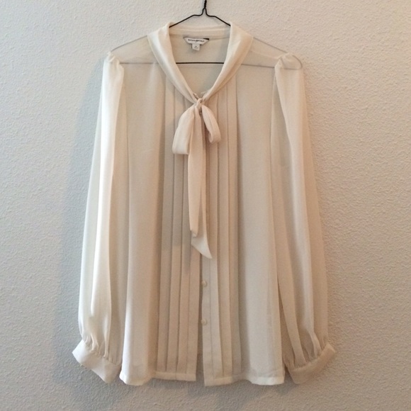 Banana Republic Sheer Neck Tie Blouse