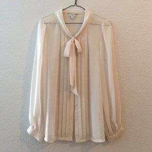 Banana Republic Sheer Neck Tie Blouse