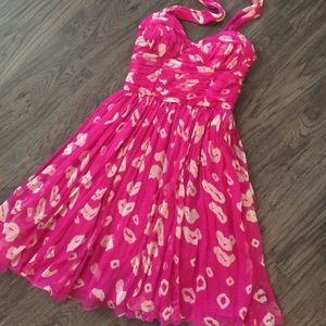 French Connection Halter Dress in Pink/White