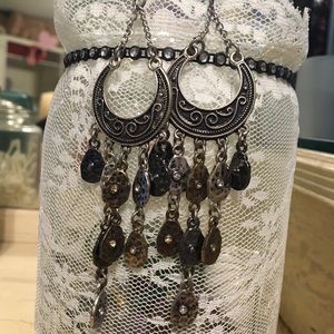 Dark silver western style earrings