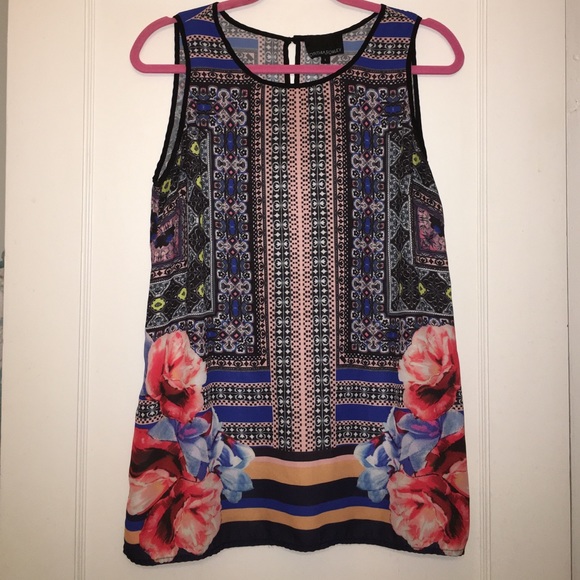 Cynthia Rowley Graphic Sheer Pattern Tank