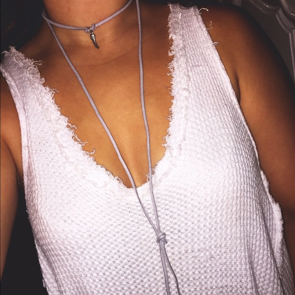 grey suede necklace with choker charm (customize)