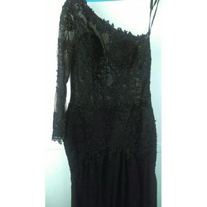 All black lace prom dress