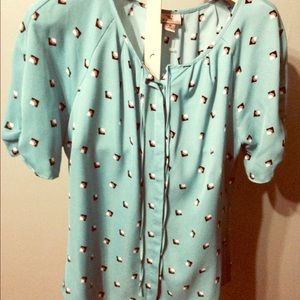 Blue blossom spring blouse