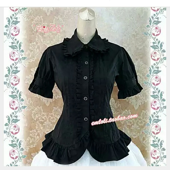 Black frilly shirt