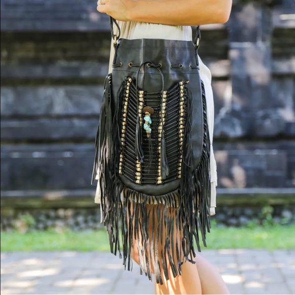 Free People Handbags - *SOLD* Boho fringe leather crossbody bag