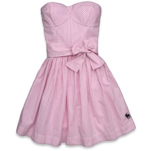 Abercrombie & Fitch Strapless Pink Striped Dress