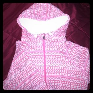 Pink and White Tribal-Print Hoodie