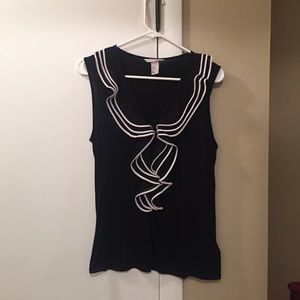 Ruffled Black and White H&M Blouse