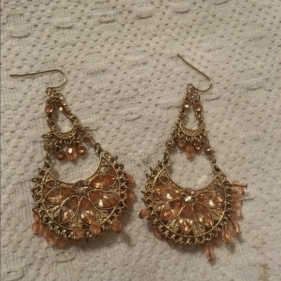 Charlotte Russe Gold Dangling Chandelier Earrings