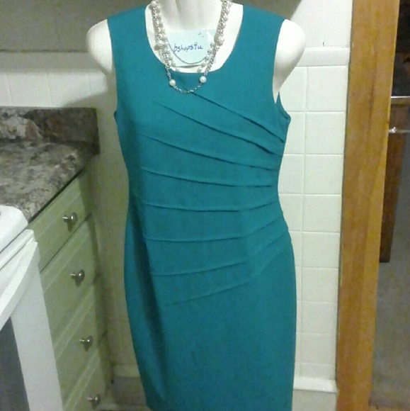 Teal curve flattering dress